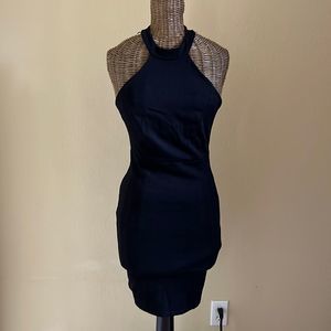Lulu’s Black Halter Lace Back Dress S